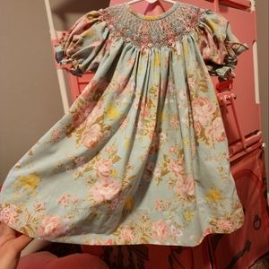 Smocked boutique floral dress